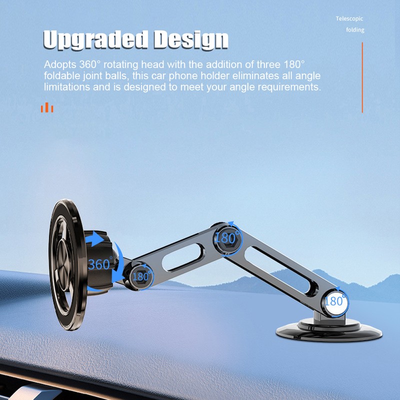 Magnetic Phone Holder for Car with Flexible Base Retractable Phone