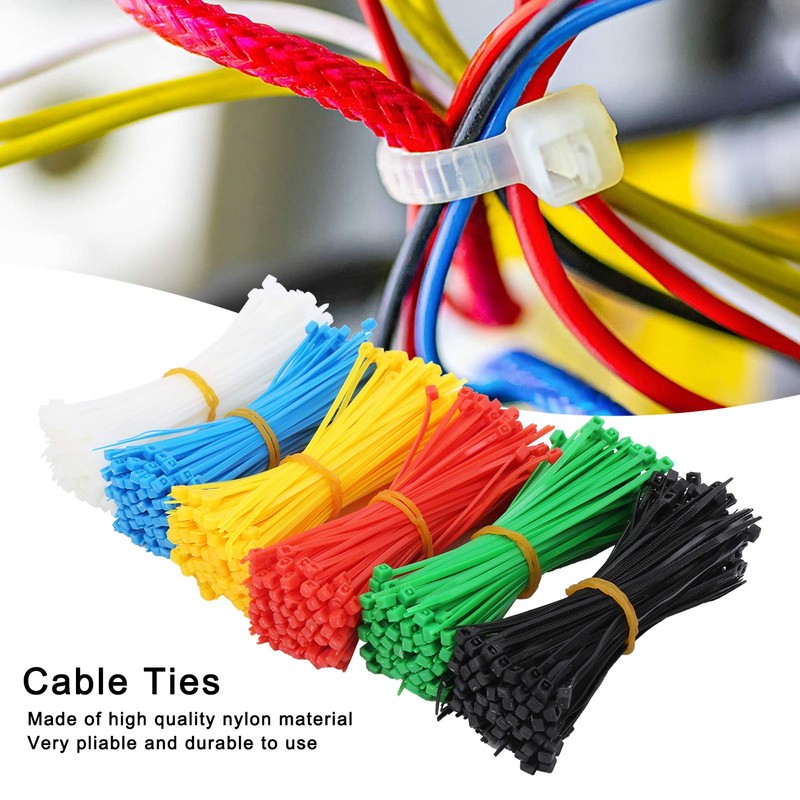 ASHATA 900Pcs Multi Color Zip Ties 6 Multi-Colors 4 Pulgadas