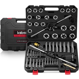 Kolvoii 52-Piece Large Metric Tap and Die Set, M6-M24 Thread Repair Kit with Rethreading Tools & Thread Chasers, Heavy-Duty GCr15 Steel for Internal & External Threads