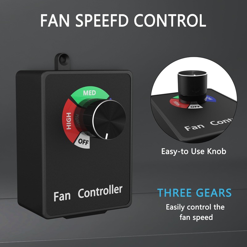 3 Speed Regulator Adjuster Cordless for Inline Duct Exhaust Fan