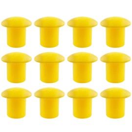 JCBIZ 12pcs Plastic Reinforced Protective Cap Yellow Safety Mushroom Survey Rebar Cap for Diameter 10-25mm Reinforcement