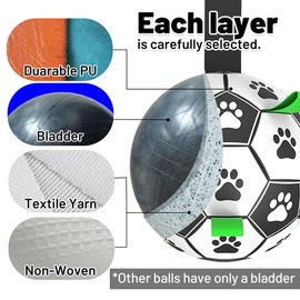 Amasiver Dog Soccer Ball Toys with Straps - 8 inch Large Herding Ball for Dogs, Interactive Dog Toys for Tug of War, Tug Toy Birthday Gifts, Water Toy, World Cup Sturdy Dog Balls for Medium Large