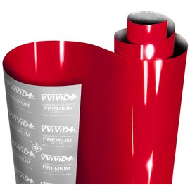 VViViD+ Ultra Gloss Metallic Candy Red Vinyl Car Wrap Premium Paint Replacement Film Roll with Nano Air Release Technology (1.5ft x 5ft)