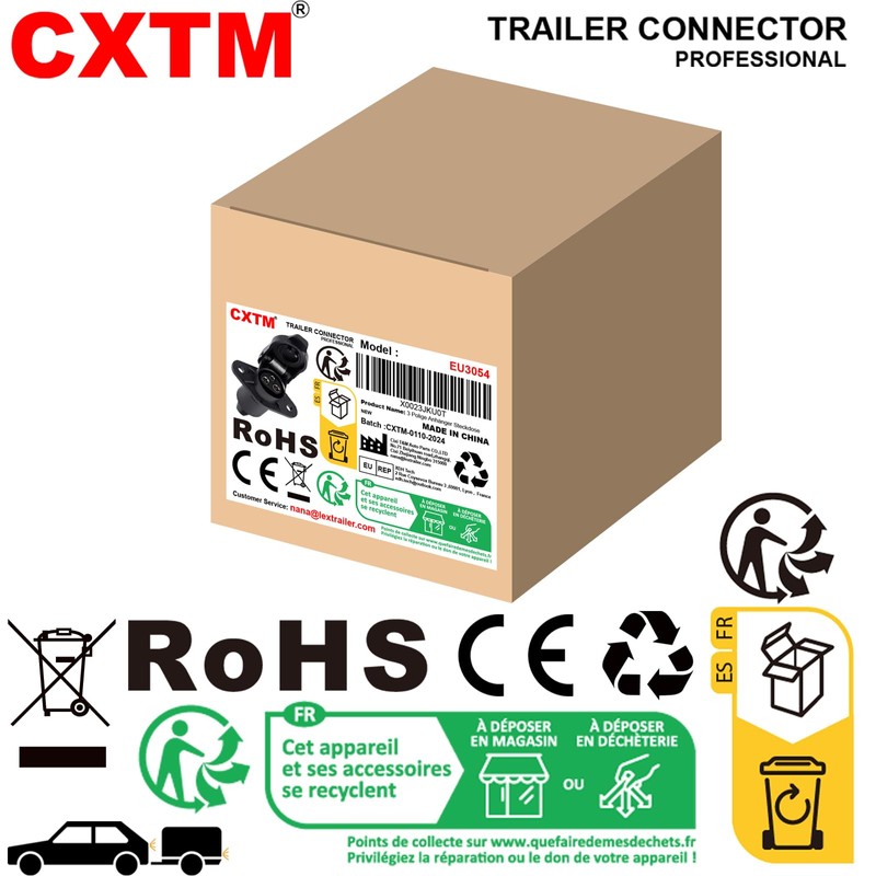 CXTM 3-Pin Trailer Socket 3-Pin Trailer Adapter 3-Pin Socket 12