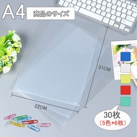 DY.2ten Clear Holder, A4 Color, 30 Sheets (5 Colors x 6 Sheets), Clear File, 0.06 inch (0.16 mm) Thick, Transparent File Case, Document Organization, Document Storage, Document Protection, Thin,