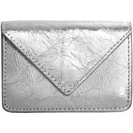 MALTA Trifold Wallet, Mini Wallet, Women's, Men's, Small, Compact, Cowhide Leather, Coin Purse, Large Capacity, Simple, silver