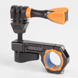 iSHOXS BullBar 3D 23, CNC-milled GoPro Mount; body and 3D ball system made of high-strength 6061 aluminum, clamping range 19-23 mm, super-strong grip due to 2-component inlay - black