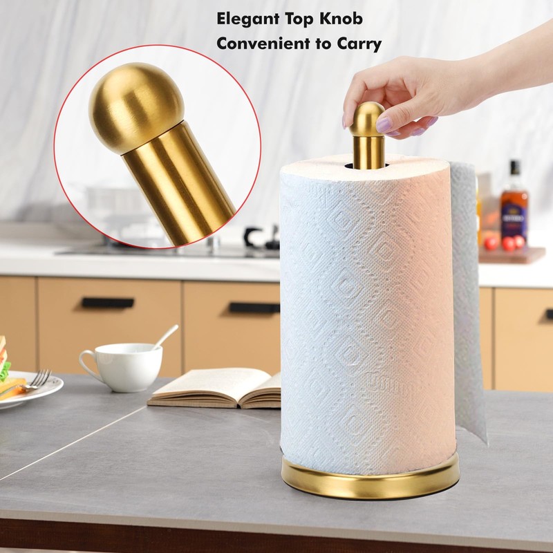 Paper Towel Holder Stand with Sturdy Base Fits Standard and