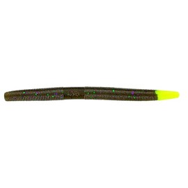 Yamamoto 5" SENKO GREEN PUMPKIN/LARGE GREEN & PURPLE FLAKE W/ CHARTREUSE TAIL (10 PACK)