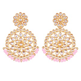 Aheli Ethnic Indian Traditional Faux Kundan Round Chandbali Dangle Earrings Wedding Party Wear Fashion Jewelry Gift for Women