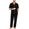 SWOMOG Men Pajamas Set Two Pieces Short Sleeve Sleepwear Button