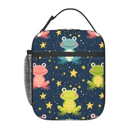 cromcu Frog Insulated Lunch Box for Women Men Frog Lunch Bag for Travel,or Fishing Polyester Frog Lunch Box