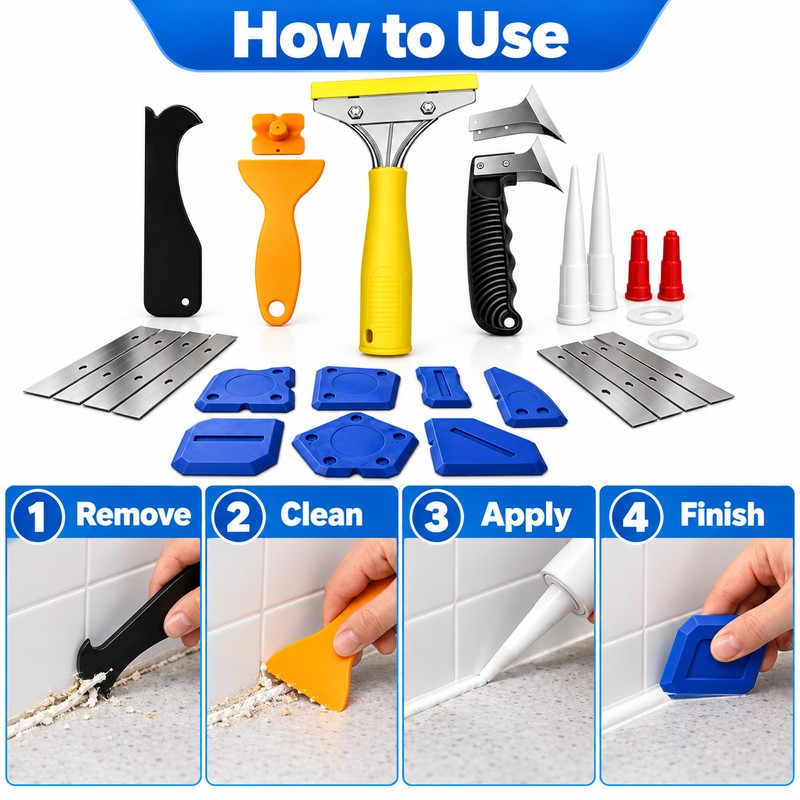 25-Piece Caulking Tool Kit for Bathroom & Kitchen – Caulk
