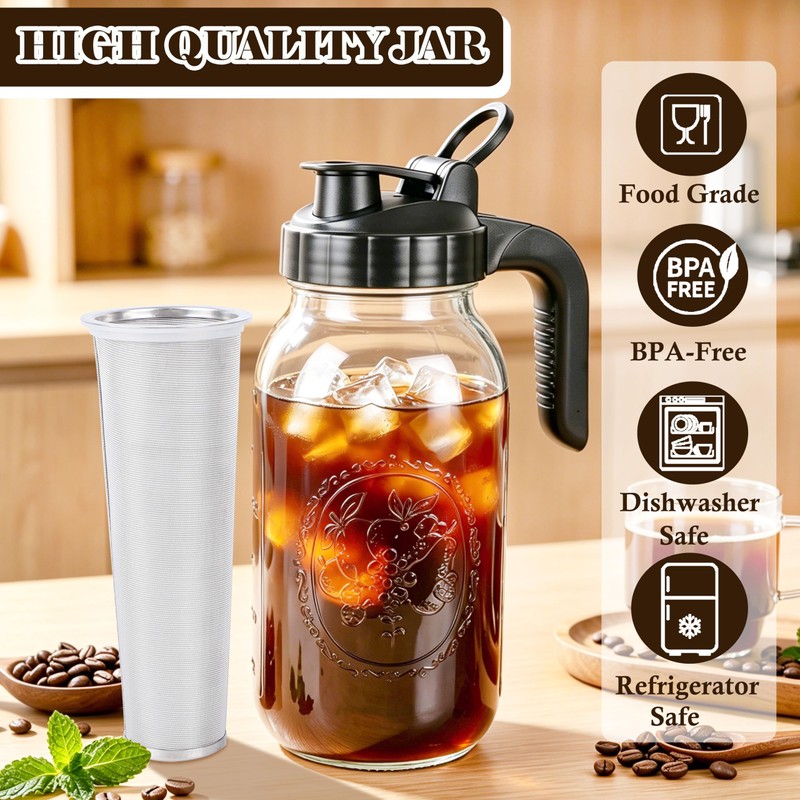 Cold Brew Coffee Maker 64oz Iced Coffee Maker with Stainless