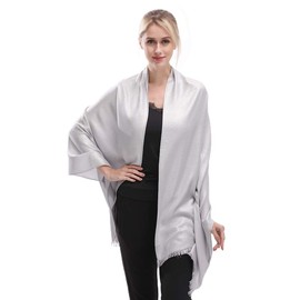 KAVINGKALY Women's Soft Pashmina Scarves and Wraps Shimmer Solid Colours Scarf for Weddings, silver