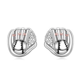 ONEFINITY Baseball Earrings 925 Sterling Silver Softball Earrings Baseball Stud Earrings Baseball Jewelry For Women Sports Lovers