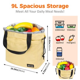 Moyad Lunch Bag Reusable Insulated Lunch Box Adults Thermal Cooler Tote for Women Men Girls Boys and Kids, Beige Yellow