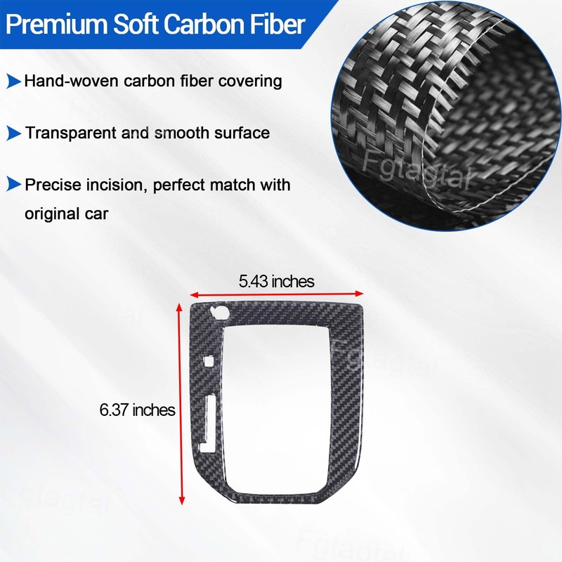 Soft Carbon Fiber Gear Shift Panel Trim Cover Compatible with