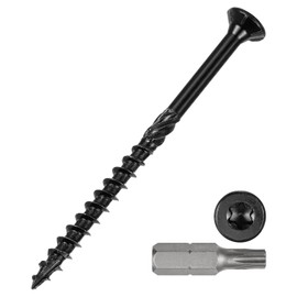 METALLIXITY Deck Screws (#10x3) 60Pcs, Carbon Steel Wood Screw Decking Screws with T25 Torx Drive Head - for Wood Fence, Table, Chairs, Black