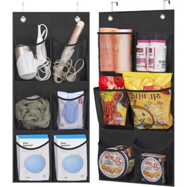 KIMBORA 2 Packs Narrow Over the Door/Wall Shoe Organizer, Small Hanging Shoe Rack for Closet with Clear Mesh Pocket for Bathroom, RV, Pantry, Camping (Black)