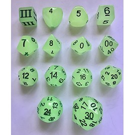Impact! Miniatures Glow in The Dark - Approved for Use with Dungeon Crawl Classics 14 Unusual Dice Set