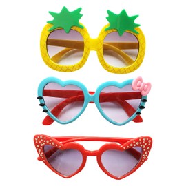 FANCYKIDS Kids Children Trendy Pineapple Cat Heart Shaped Sunglasses for Toddler Girls (Color 2)