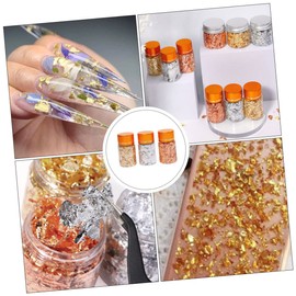 Mikinona Nail Art Foil Sticker Kit Gold Chrome Flakes Iridescent Foil Sheets Perfect for DIY Nails Festive Decor