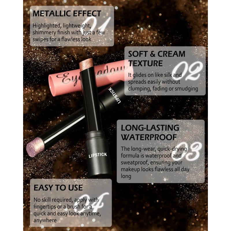 Pintalabios Brillo Metálico, Barra De Labios Multifuncional