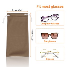 sourcing map 3pcs Eyeglass Pouch Microfiber Sunglasses Storage Bag Portable Drawstring Pouch for Phone Glasses Jewellery, Black Red Brown