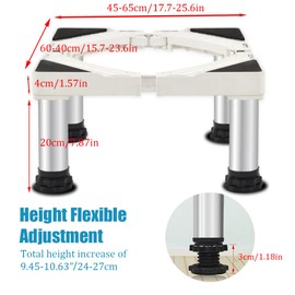 SSEHCWAN Washer and Dryer Stands, Washing Machine Stand Base Adjustable Appliance Base Max Load 770LB/350KG Pedestal for Washing Machine Dryers Refrigerator, Increase 9.4-10.6inch 24-27cm Height