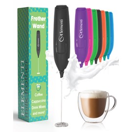 Elementi Powerful Frother Wand – Lightweight Milk Frother & Drink Mixer Handheld, Mini Whisk for Dreamy Lattes, Powerful Coffee Mixer Wand & Blender Stirrer - Make Creamy Cappuccinos at Home (Black)
