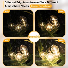 Brightever 200FT Outdoor String Lights Dimmable LED Outside Patio Lights with 100+4 Shatterproof G40 Globe Edison Bulbs, Connectable Commercial String Hanging Lights for Backyard Party Porch Garden