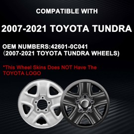 TULALUX Wheel Skins Compatible with Toyota Tundra 2007-2021; 18 inch Wheel Covers; Set of 4 Packs (Glossy Black)