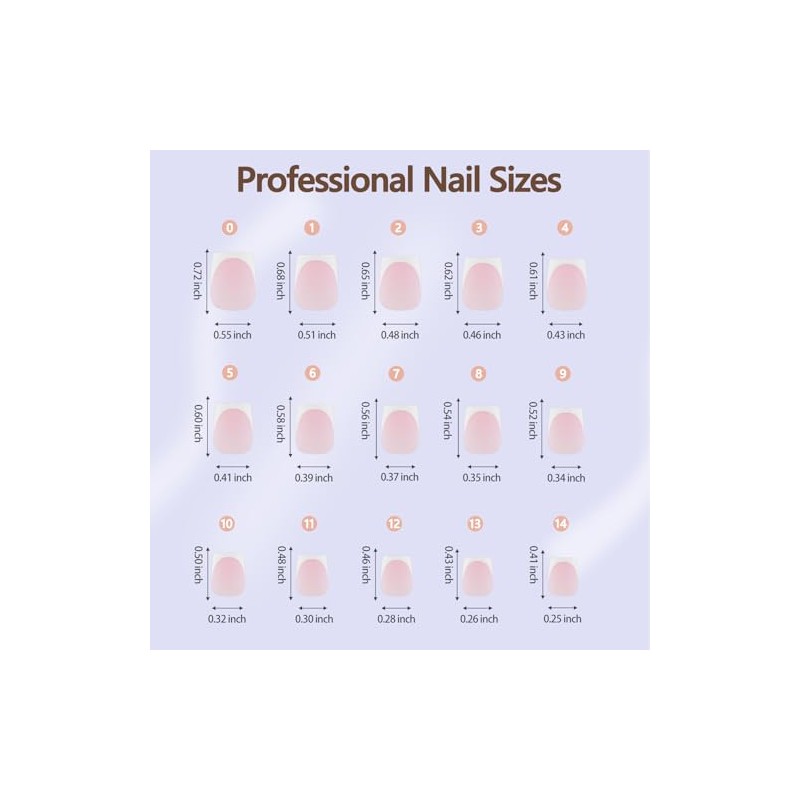 Misssix Uñas Postizas Francesas De Gel, 150 Unidades, Cortas, Cuadradas,