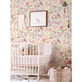 Heroad Peel and Stick Wallpaper Floral Wallpaper Pink Contact Paper for Cabinets Self Adhesive Removable for Bathroom Nursery Bedroom Beadboard Farmhouse Vinyl 17.3”x362”