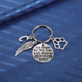 Dog and Cat Memorial Keychain Initial C Paw Prints Sympathy Keyring for Pet Loss Remembrance Gift for a Grieving Pet Owner Little Keepsake for Doggy Puppy Kitty
