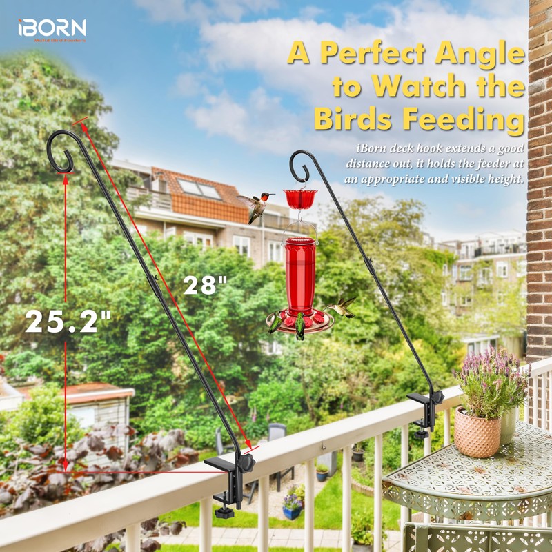iBorn Deck Hook for Bird Feeder, Hummingbird Feeder Hanger for