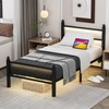 Twin Bed Frames With Charging Station & LED Lights, Metal