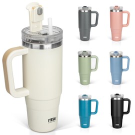 TYESO Tumbler, 0.3 gal (1.2 L) Water Bottle, Cold Insulated, Stainless Steel Bottle, Water Bottle, Straw with Handle, Outdoor Vacuum Insulation, Double Wall Construction, Wide Mouth, Large Capacity,