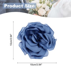 PATIKIL Silk Satin Flower Brooch Pin 4", Large Peony Floral Lapel Pin for Women Wedding Party Birthday Dance Banquet Dress Clothes Hat Bag Decoration, Dark Blue