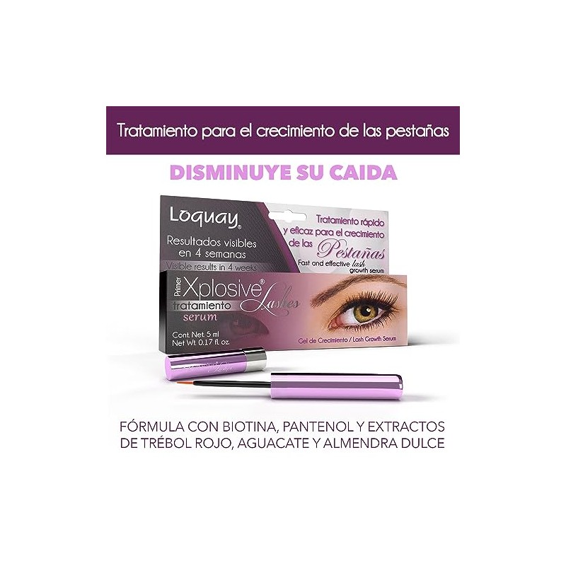 Loquay Tratamiento para fortalecer y alargar las pestañas Xplosive, Blanco,