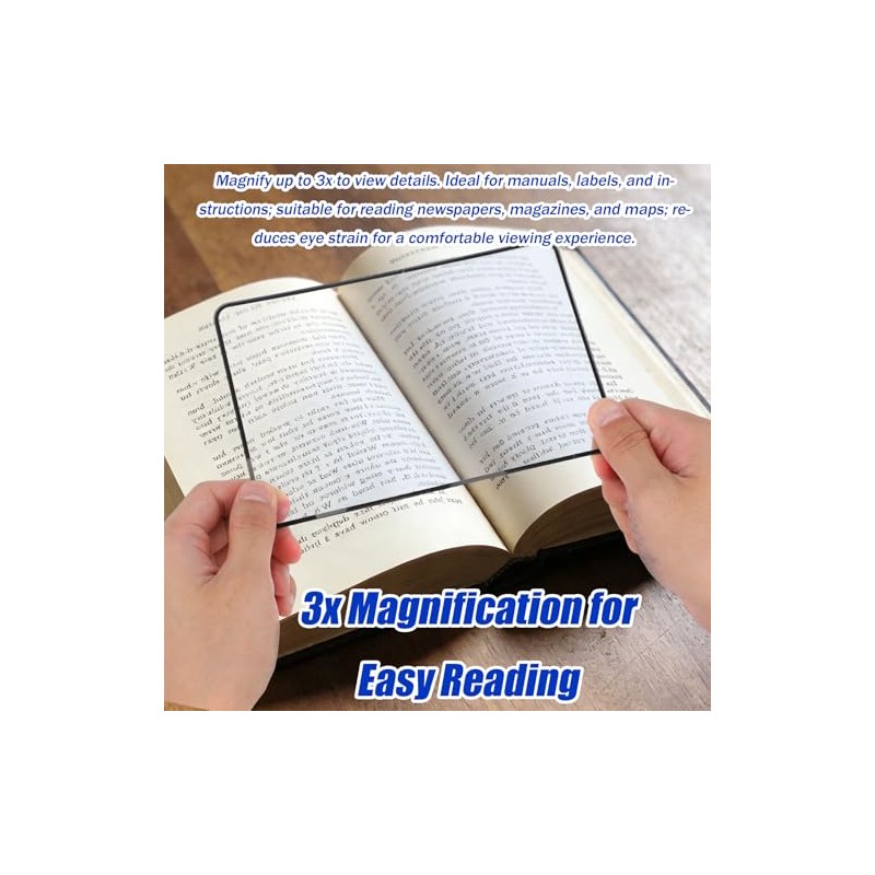 8pcs Page Magnifying Sheet for Reading, 4.7x7.1in & 2.2x3.2in 3X