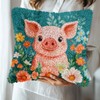 Generic DIY Latch Hook Pillow Cover Kit - Pig Theme