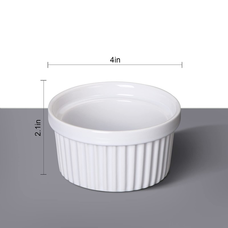 8 Oz Ceramic Ramekins Set of 8, Porcelain Creme Brulee