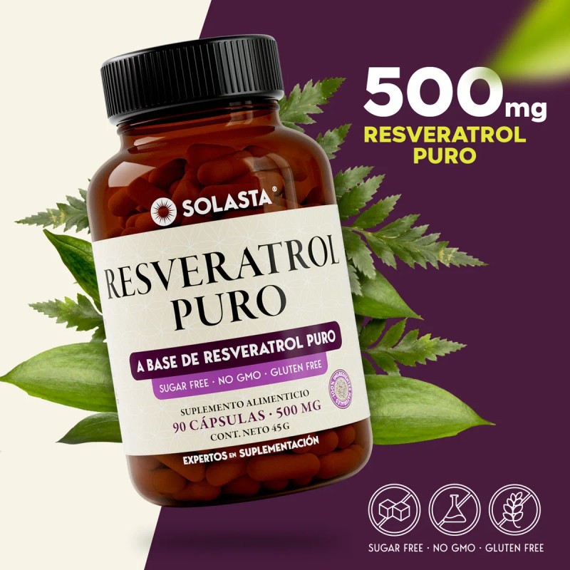 Resveratrol De 90 Cápsulas | Solasta® Sabor Sin Sabor