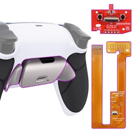 eXtremeRate - Kit de remodelación de Botones de Metal Real Plateado RMB Ver Rise para Driver PS5 BDM-030 040 050, Carcasa Trasera Blanca con Agarre...