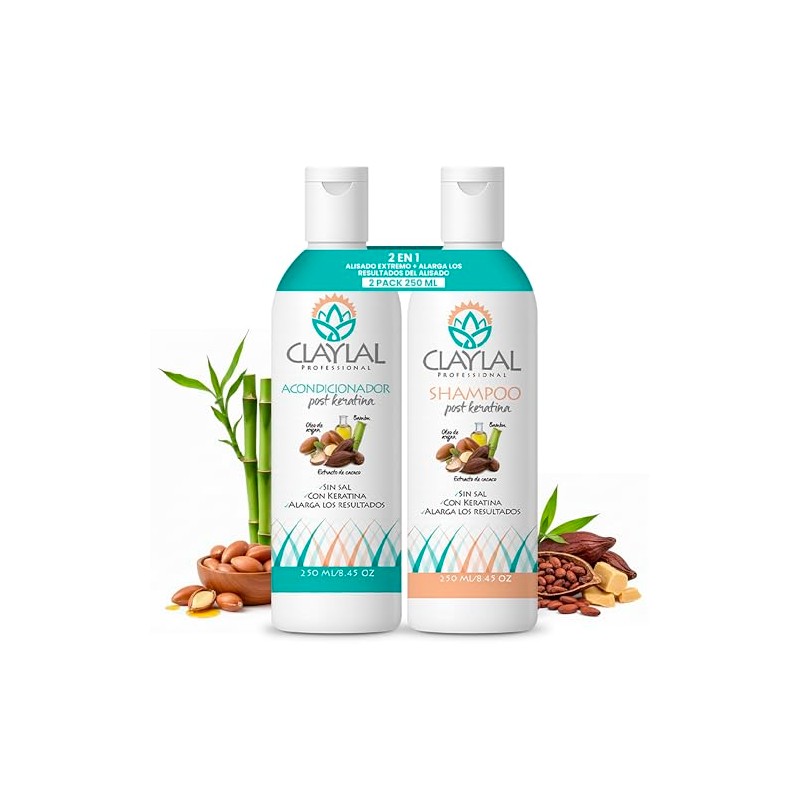Claylal Professional | Shampoo y Acondicionador Post keratina 250ml c/u