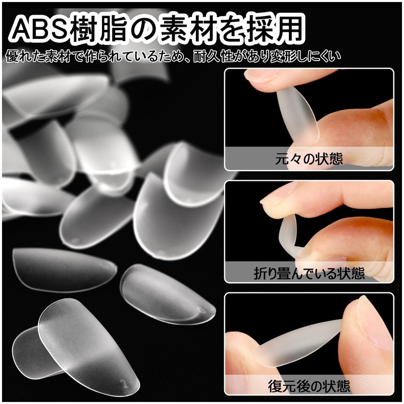 JANLOFO 500 Pieces Short Nail Tips Ultra Thin Oval Nail