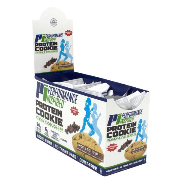 Performance Inspired Nutrition Protein Cookie - Contains: BIG 14G Isolate Proteins - 6G Of Fiber - All Natural - Gluten Free - No Artificial Ingredients - Great Tasting Chocolate Chip Flavor - 12 Count