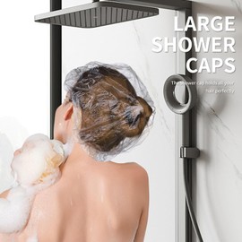 Rotema Disposable Shower Caps, Plastic Clear Hair Cap Large Thick Waterproof Bath Caps for Women, Hotel Travel Essentials Accessories Deep Conditioning Hair Care Cleaning Supplies (One Size, Count, 40)